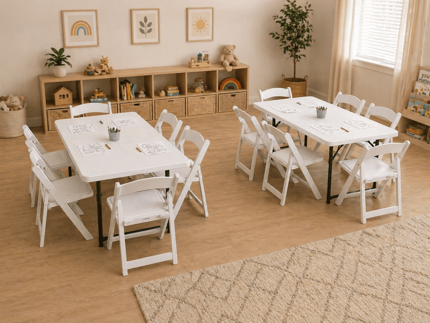 2 tables with 12 chairs