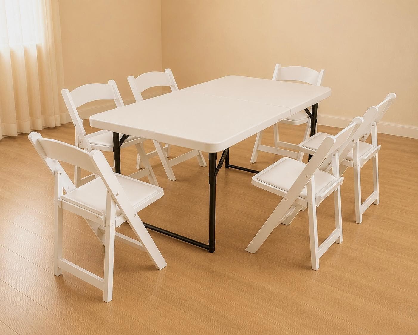 6 chairs around 1 table